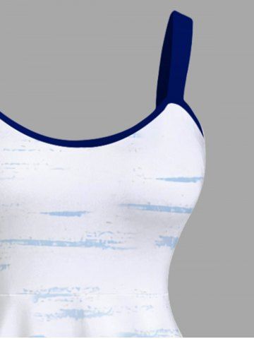 Plus Size Tropical Sea Coconut Tree Seagull Cloud Print Hawaii Tank Dress