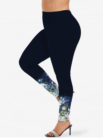 Legging à Imprimé Élément de Noël Grande Taille - MIDNIGHT BLUE - L