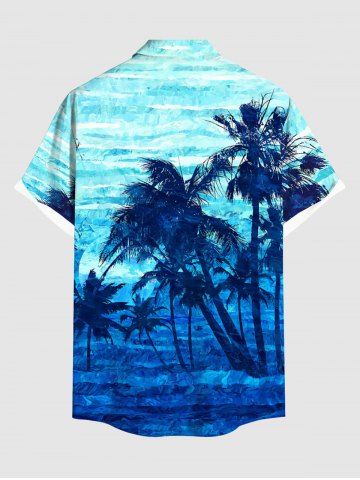 Coconut Tree Sea Waves Ombre Print Plus Size Matching Hawaii Beach Outfit For Couples