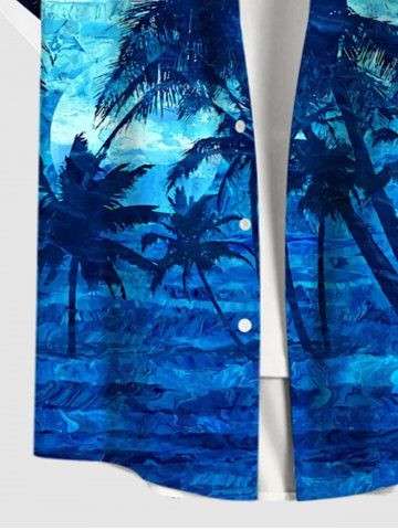 Coconut Tree Sea Waves Ombre Print Plus Size Matching Hawaii Beach Outfit For Couples