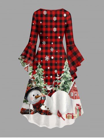 Christmas Tree Snowflake Snowman Plaid House Print Plus Size Matching Outfit For Couples