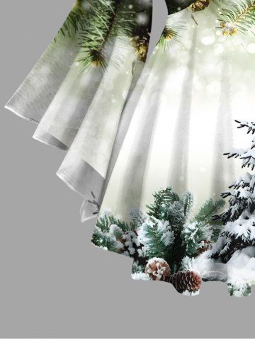 Plus Size Christmas Tree Ball Print Ombre Lattice Long Sleeves T-shirt