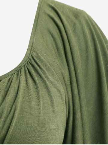 Plus Size Chain Panel Belted Butterfly Sleeve Surplice Top