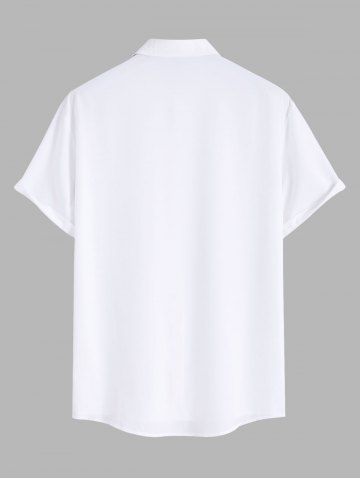 Plus Size Coconut Tree Sea Boat Bird Print Buttons Pocket Hawaii Shirt For Men