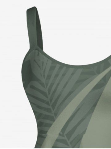 Plus Size Coconut Tree Tropical Leaf Print Hawaii Tank Dress