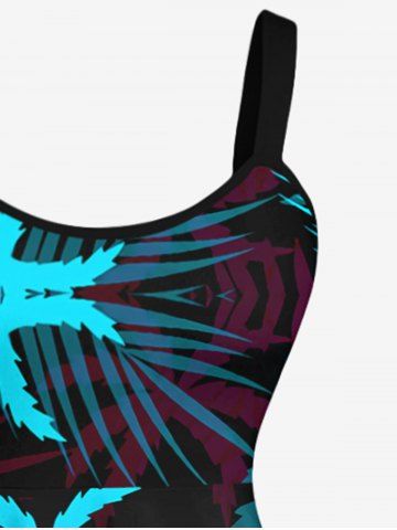 Hawaii Plus Size Ombre Coconut Tree Palm Leaf Print Tank Dress