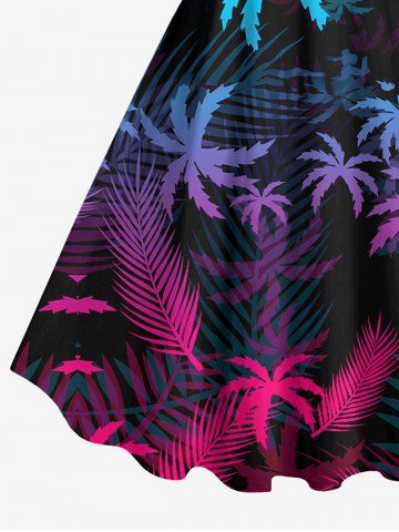 Hawaii Plus Size Ombre Coconut Tree Palm Leaf Print Tank Dress