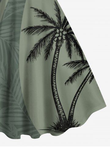 Coconut Tree Tropical Leaf Print Plus Size Matching Hawaii Beach Outfit For Couples