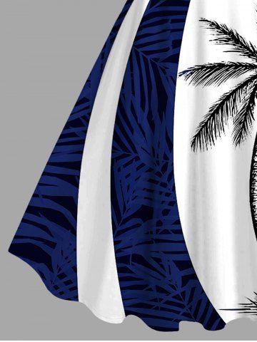 Coconut Tree Tropical Leaf Print Plus Size Matching Hawaii Beach Outfit For Couples