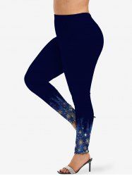Plus Size Ombre Christmas Snowflake Glitter Stars Galaxy Print Leggings -  