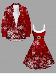 Ombre Christmas Snowflake Glitter Stars Print Plus Size Matching Outfit For Couples -  