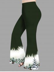 Plus Size Christmas Tree Ball Print Flare Pants -  