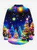 Chemise 3D Etoile Sapin de Noël Lumière et Galaxie Imprimés Grande Taille avec Boutons à Paillettes - Multi-A 2XL
