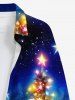 Chemise 3D Etoile Sapin de Noël Lumière et Galaxie Imprimés Grande Taille avec Boutons à Paillettes - Multi-A 5XL