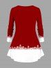 Christmas Elk Snowflake Colorblock Print Plus Size Matching Set -  