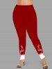 Christmas Elk Snowflake Colorblock Print Plus Size Matching Set -  