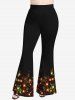 Ensemble de T-shirt Ombré Etoile Brillante Imprimée en Treillis de Grande Taille et de Pantalon Evasé - Noir 
