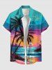 Coconut Tree Sea Sunset Cloud Colorblock Print Plus Size Matching Hawaii Beach Outfit For Couples -  