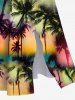 Ombre Galaxy Sun Coconut Tree Print Dress and Button Pocket Shirt Plus Size Matching Hawaii Beach Outfit For Couples -  