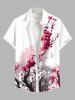 Oriental Ink Plum Bossom Flower Print Plus Size Matching Hawaii Beach Outfit For Couples -  