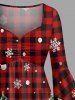 Robe Asymétrique Cheval Sapin de Noël et Flocon de Neige à Carreaux Grande Taille - Rouge L