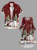 Robe Asymétrique Cheval Sapin de Noël et Flocon de Neige à Carreaux Grande Taille - Rouge L