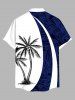 Plus Size Coconut Tree Tropical Leaf Print Buttons Pocket Hawaii Shirt For Men -  