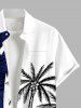 Plus Size Coconut Tree Tropical Leaf Print Buttons Pocket Hawaii Shirt For Men -  