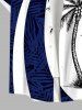 Plus Size Coconut Tree Tropical Leaf Print Buttons Pocket Hawaii Shirt For Men -  