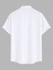Plus Size Coconut Tree Sea Boat Bird Print Buttons Pocket Hawaii Shirt For Men -  