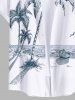 Plus Size Coconut Tree Sea Boat Bird Print Buttons Pocket Hawaii Shirt For Men -  