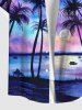 Plus Size Full Moon Sea Coconut Tree Ombre Print Hawaii Shirt For Men -  