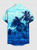 Plus Size Coconut Tree Sea Waves Ombre Print Hawaii Shirt For Men -  