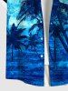 Plus Size Coconut Tree Sea Waves Ombre Print Hawaii Shirt For Men -  