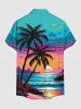 Chemise à Imprimé D'ombre Coucher du Soleil Plage et Nuages en Blocs de Couleurs Grande Taille pour Hommes - Multi-A M