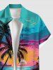 Chemise à Imprimé D'ombre Coucher du Soleil Plage et Nuages en Blocs de Couleurs Grande Taille pour Hommes - Multi-A 2XL