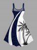 Plus Size Coconut Tree Tropical Leaf Print Hawaii Tank Dress -  