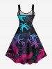 Hawaii Plus Size Ombre Coconut Tree Palm Leaf Print Tank Dress -  
