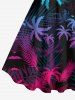 Hawaii Plus Size Ombre Coconut Tree Palm Leaf Print Tank Dress -  