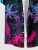 Hawaii Plus Size Ombre Coconut Tree Palm Leaf Print Buttons Pocket Shirt For Men -  