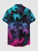 Hawaii Plus Size Ombre Coconut Tree Palm Leaf Print Buttons Pocket Shirt For Men -  