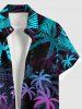 Hawaii Plus Size Ombre Coconut Tree Palm Leaf Print Buttons Pocket Shirt For Men -  