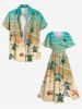 Vacation Style Sea Creatures Beach Starfish Turtle Shell Print Plus Size Hawaii Beach Outfit for Couples -  