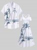Coconut Tree Sea Boat Bird Print Plus Size Matching Hawaii Beach Outfit For Couples -  