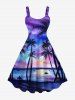 Full Moon Coconut Tree Ombre Print Plus Size Matching Hawaii Beach Outfit For Couples -  