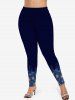 Plus Size Ombre Christmas Snowflake Glitter Stars Galaxy Print Leggings -  