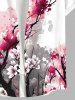 Plus Size Oriental Ink Plum Bossom Flower Print Buttons Pocket Shirt For Men -  
