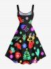 Plus Size Christmas Tree Ball Elk Hat Gloves Holy Fruit Leaf Print Tank Dress -  
