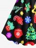 Plus Size Christmas Tree Ball Elk Hat Gloves Holy Fruit Leaf Print Tank Dress -  