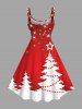 Robe Débardeur 3D Etoile Sapin de Noël et Lumière en Blocs de Couleurs de Grande Taille à Paillettes - Rouge 2X